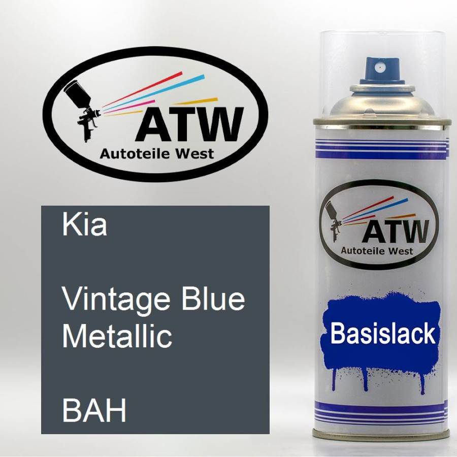 Kia, Vintage Blue Metallic, BAH: 400ml Sprühdose, von ATW Autoteile West.